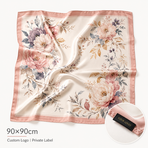 Custom Logo 90x90cm Square Scarf Private Label