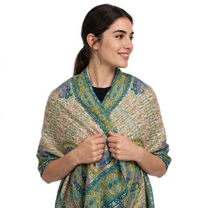 Premium Digital Print Leaf Wool Cashmere Pashmina Scarves Stoles