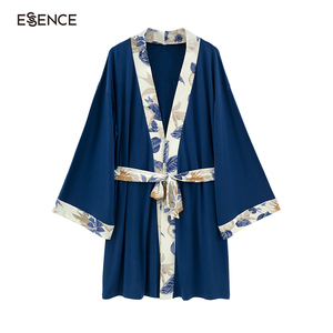 OEM ODM Breathable Bamboo Viscose Bath Robe Women FLoral Print Lounge Kimono Robe