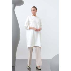 Women Tunic with Embroidered Front Ecru