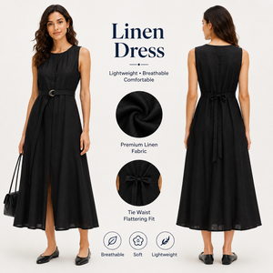OEM Best Selling Women's Summer Linen Dress Linen Dresses for Women Custom Linen Dress