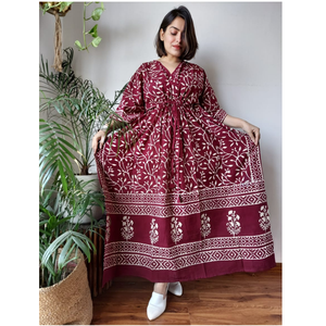 Custom Made Boho Cotton Kaftan Border Print