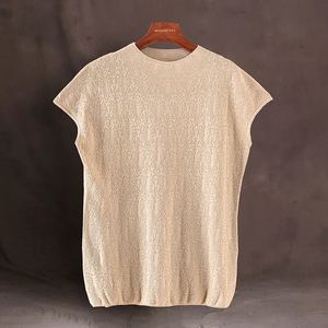 Breathable Handmade Silk Knit Vest Hollow Out Embroidery Sleeveless Top