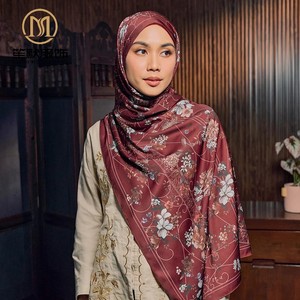 Custom Designer Fashion Print Luxury Tudung Bawal Satin Silk Linen Hijab