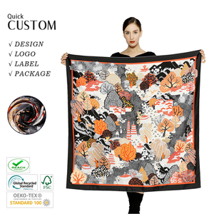 Custom Eco-friendly Silk Linen Scarves Digital Printing Logo