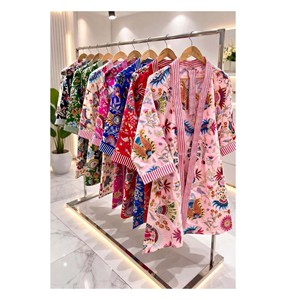 Wholesale Women's Tiger Print Cotton Breathable Drawstring Closure Kimono Dressing Gown Long Beach Wear Hotel Bath Robe