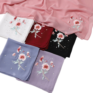 Premium Cotton Voile Embroidered Hijab Scarf