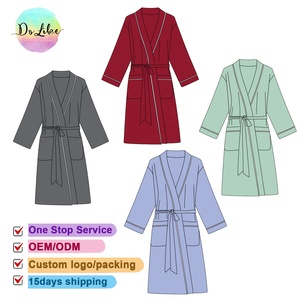 Custom Logo Women Robe Wholesale Bamboo Bathrobe Kimono Style Robe for Home Lounge Spa Hotel Use